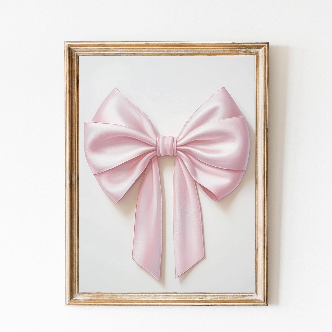 Wide Pink Satin Bow Coquette Preppy Chic Minimalist Art Poster