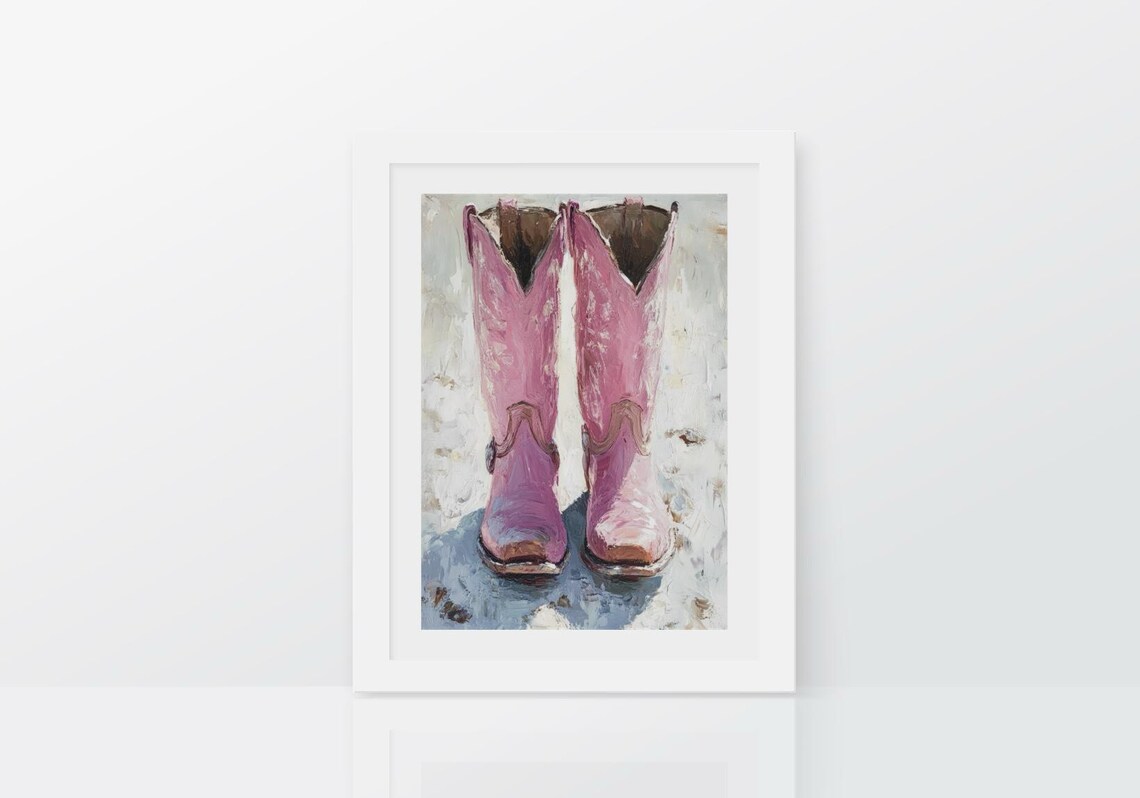 Pink Cowboy Boots Painting Preppy Western Cowgirl Chic Poster - Image 2