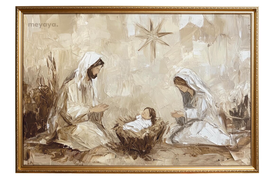 Vintage Nativity Scene Christian Christmas Art Print - Image 5