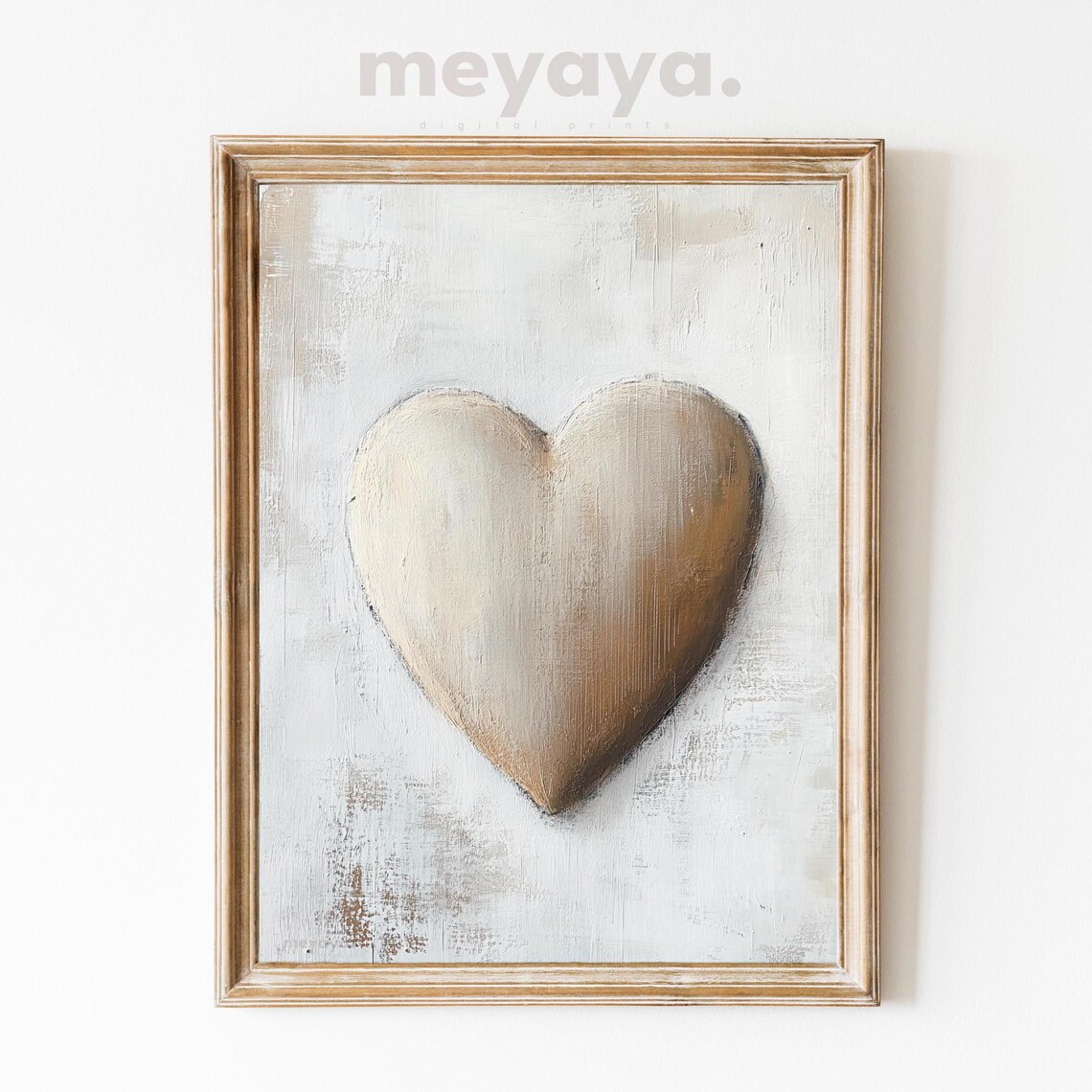 Neutral Valentines Beige Heart Print, Vintage Romance
