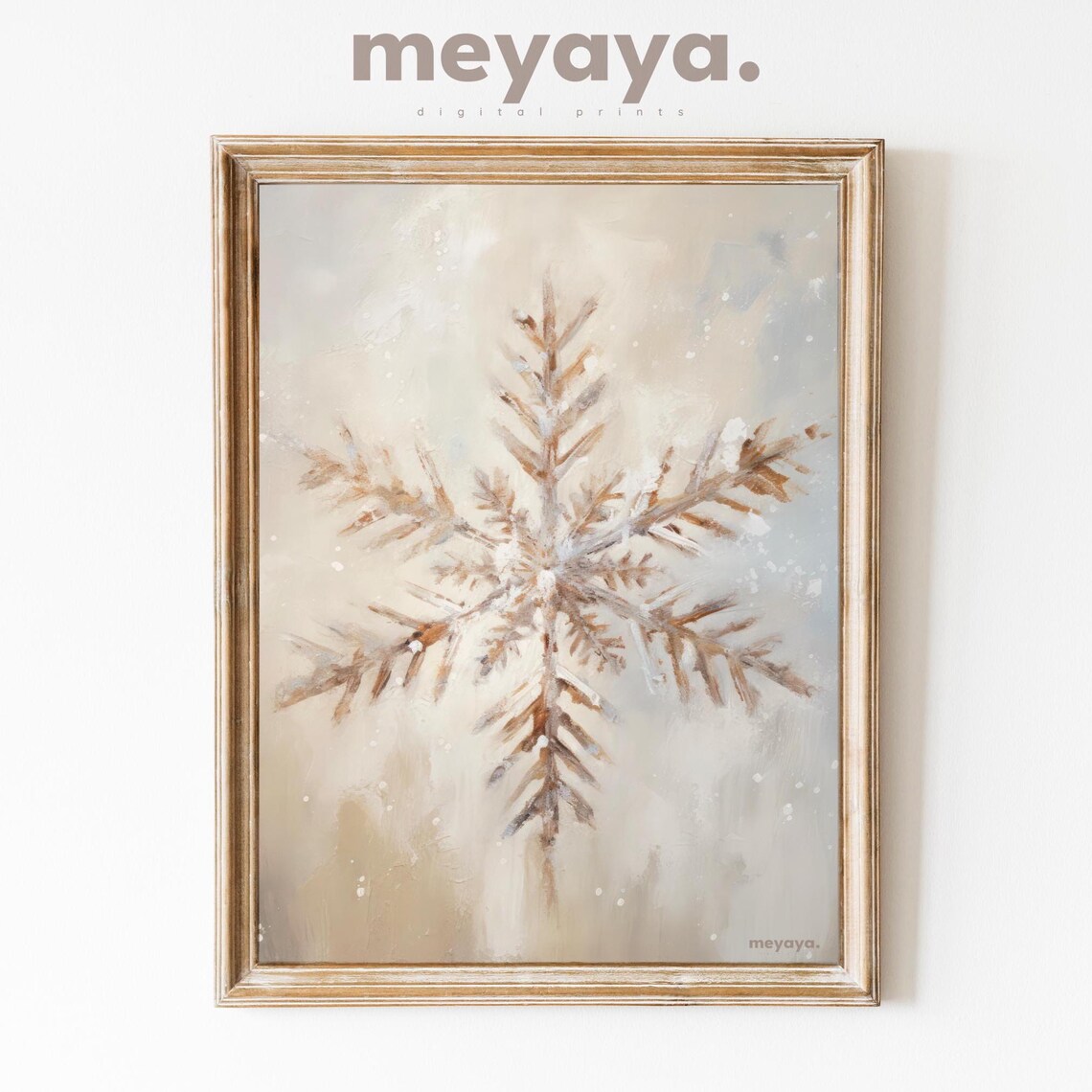 Vintage Snowflake Christmas Art Print, Moody Holiday Decor