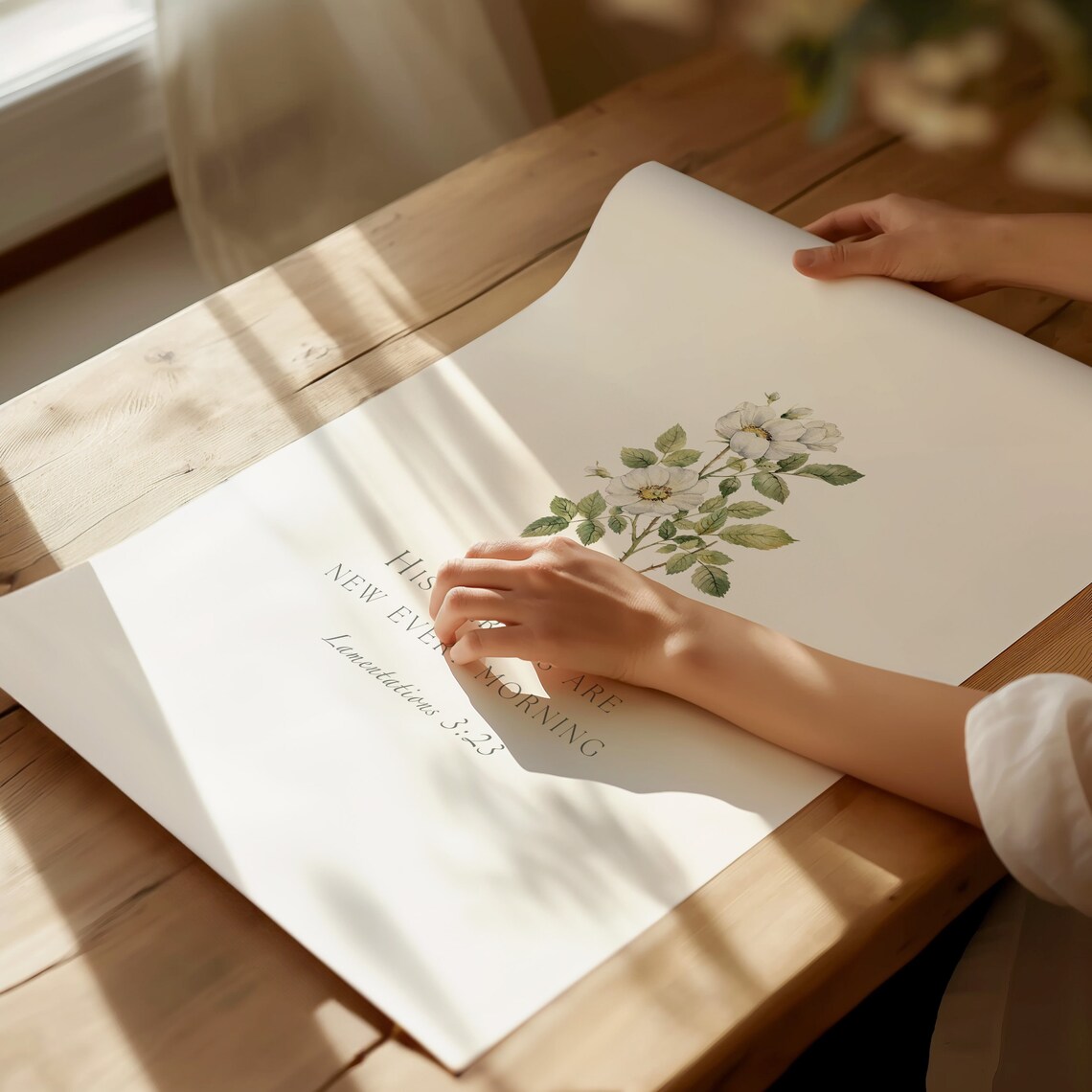 Lamentations 3:23 Christian Botanical Art Print - Image 2