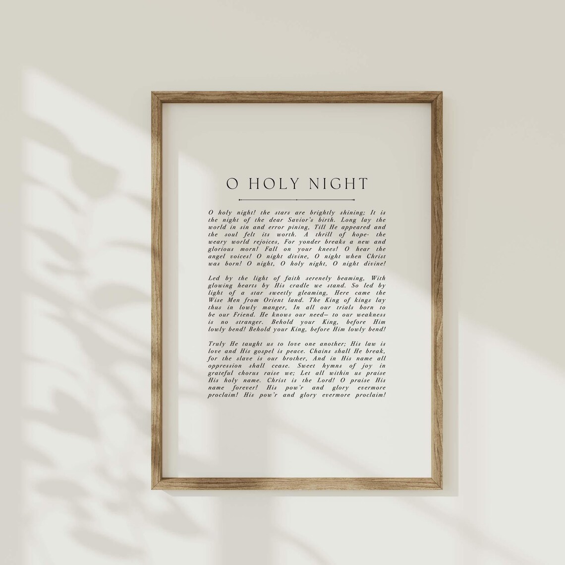 O Holy Night Minimalist Hymn Lyrics Typography Holiday Poster