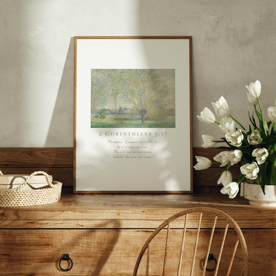 2 Corinthians 5:17 New Creation Spring Blossom Tree Scripture Poster - Image 5