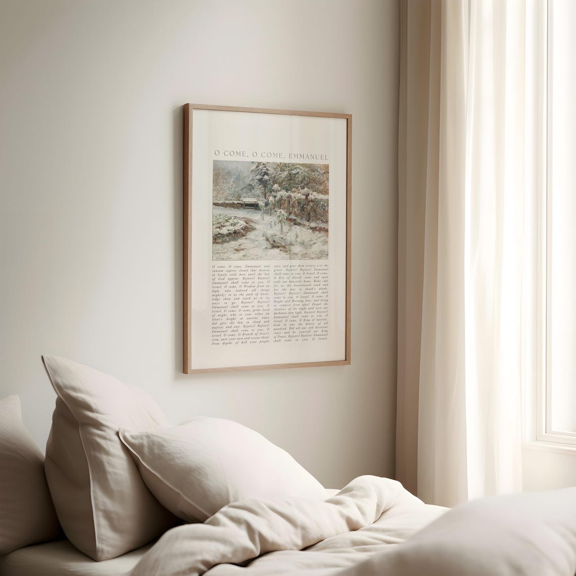 Christmas Hymn Wall Art O Come O Come Emmanuel Vintage Winter Snow Landscape Farmhouse Worship Song Poster Christian Holiday Faith Gift - Image 3