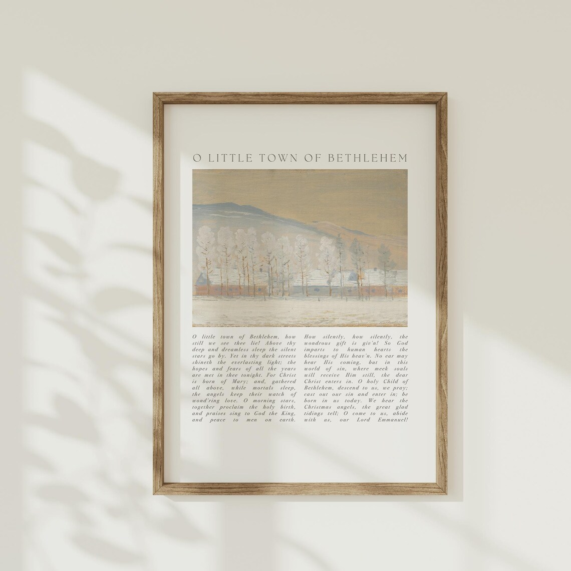 O Little Town Of Bethlehem Hymn Winter Landscape Vintage Poster