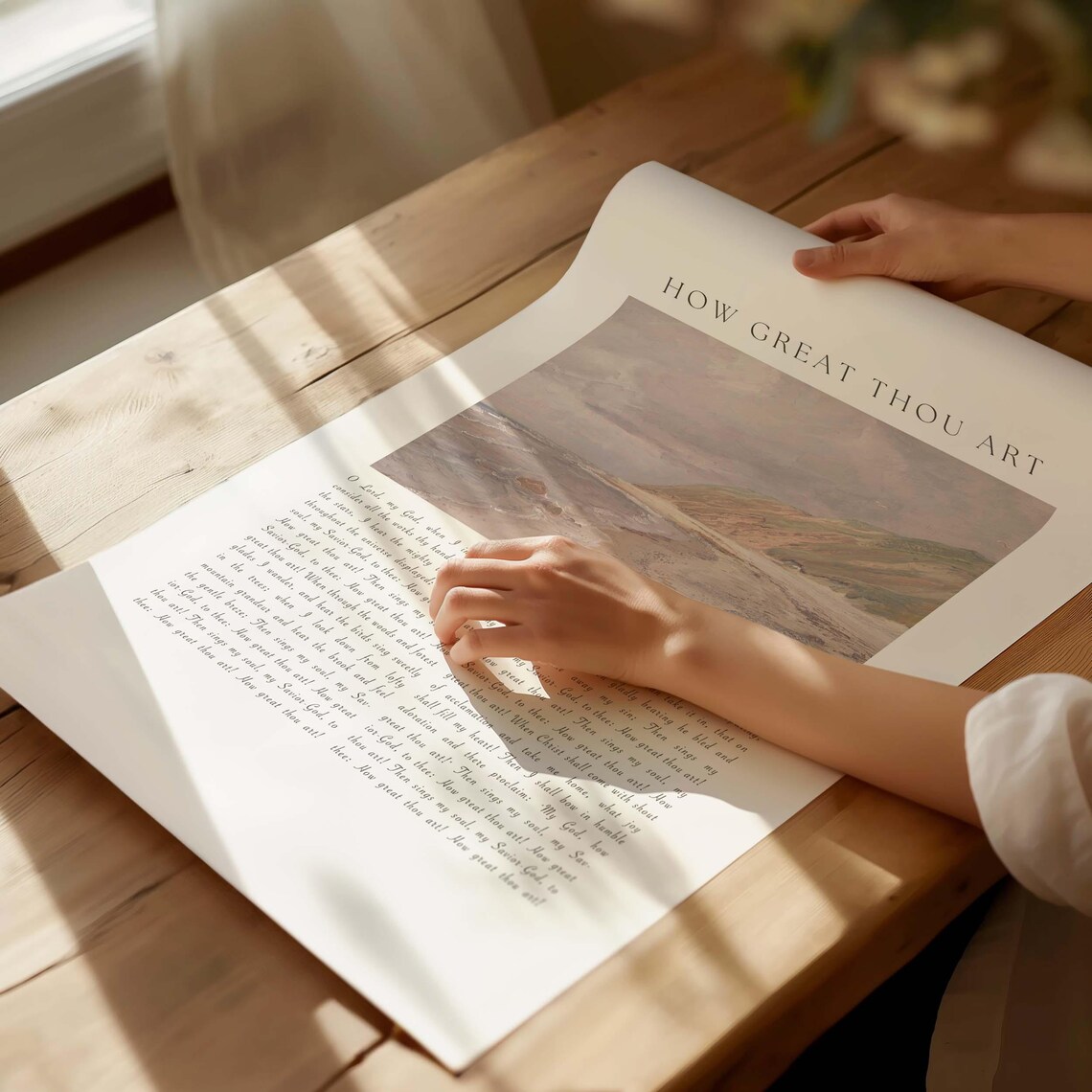 How Great Thou Art Hymn Lyrics Beach Dunes Impressionist Worship Poster - Image 3