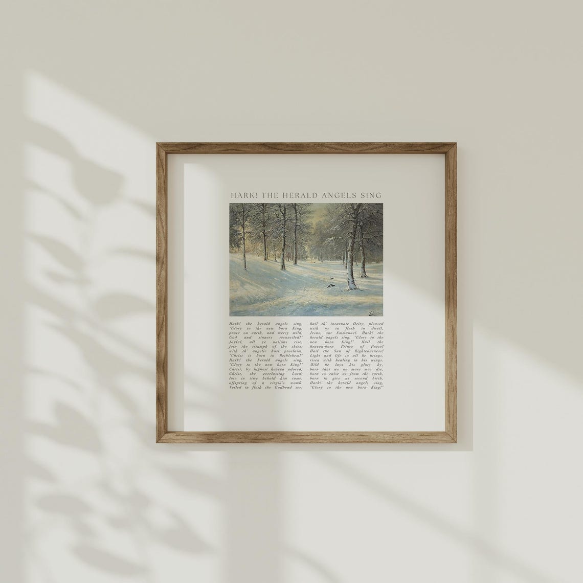 Christmas Hymn Wall Art Hark The Herald Angels Sing Vintage Winter Snow Landscape Farmhouse Worship Song Poster Christian Faith Gift - Image 2