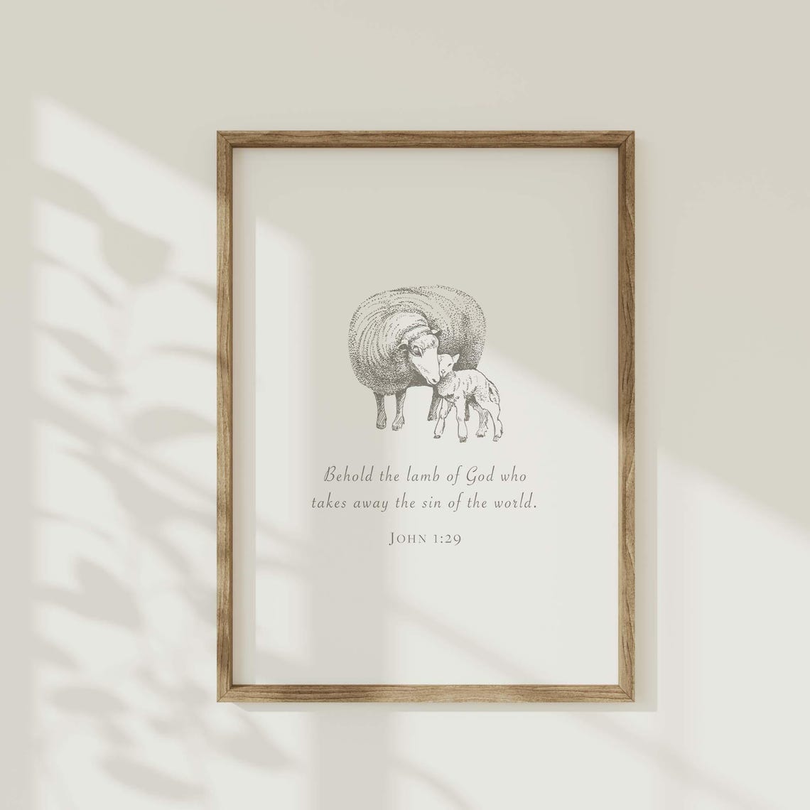 John 1:29 Behold the Lamb of God Sheep Lamb Sketch Scripture Poster