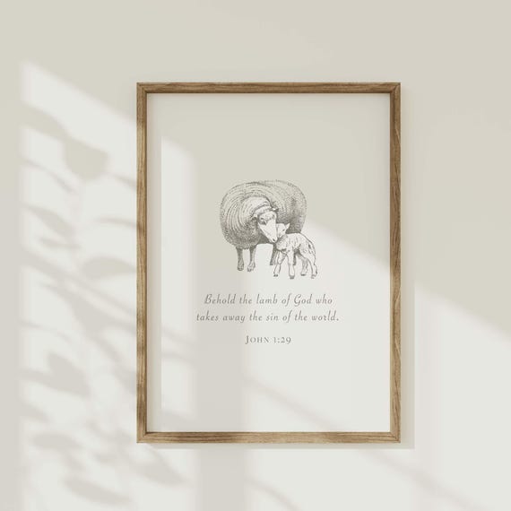 Behold The Lamb Of God John 129 Bible Verse Quote Minimalist Scripture Decor Christian Cottagecore Aesthetic Easter Wall Art