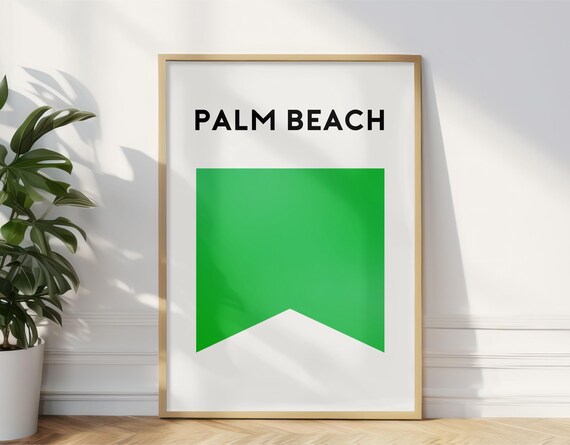 Palm Beach Flag Print Palm Beach Surf Flag Beach Art Print Beach