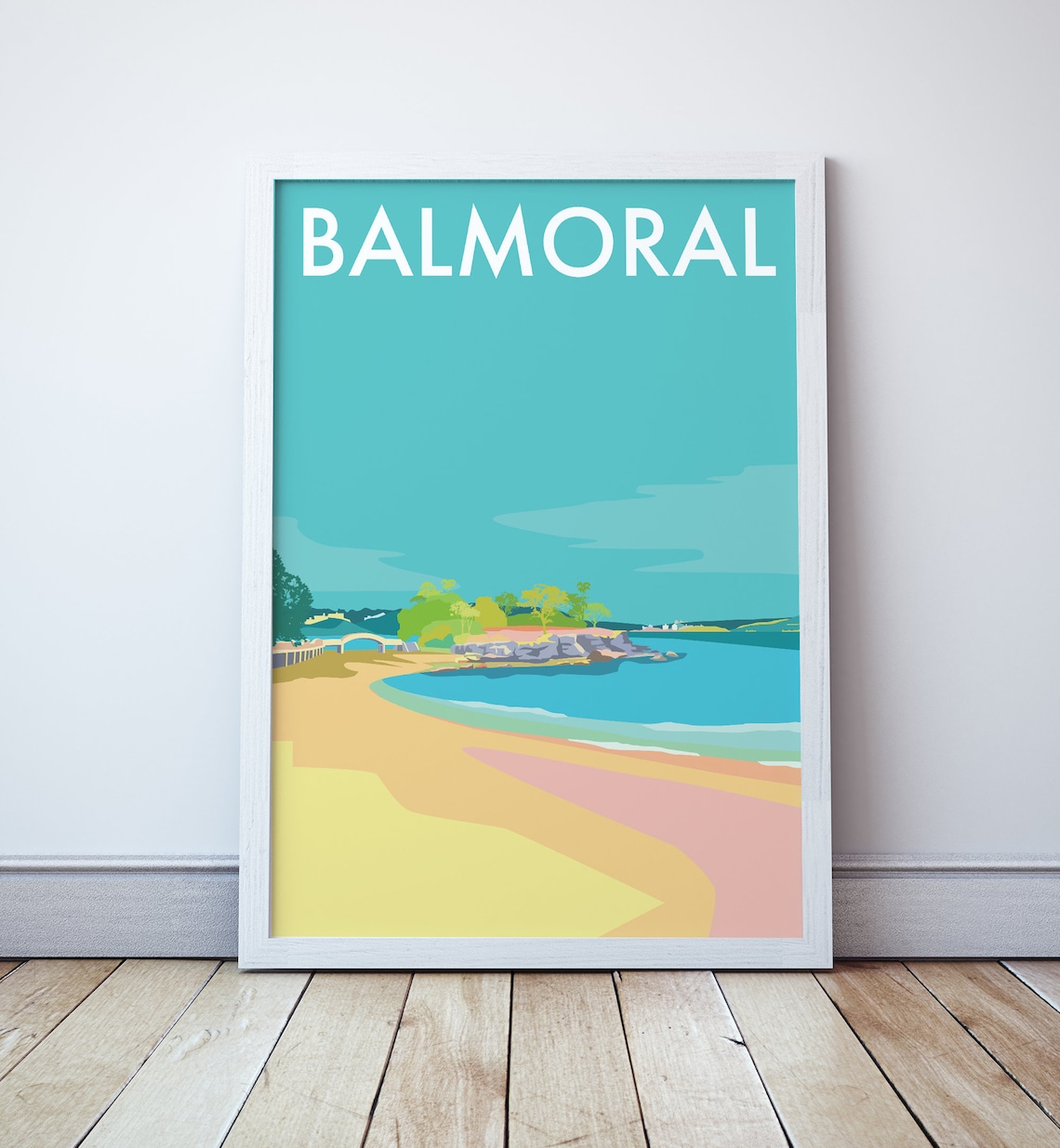 Balmoral Beach Sydney Minimalist Pastel Coast Travel Wall Art
