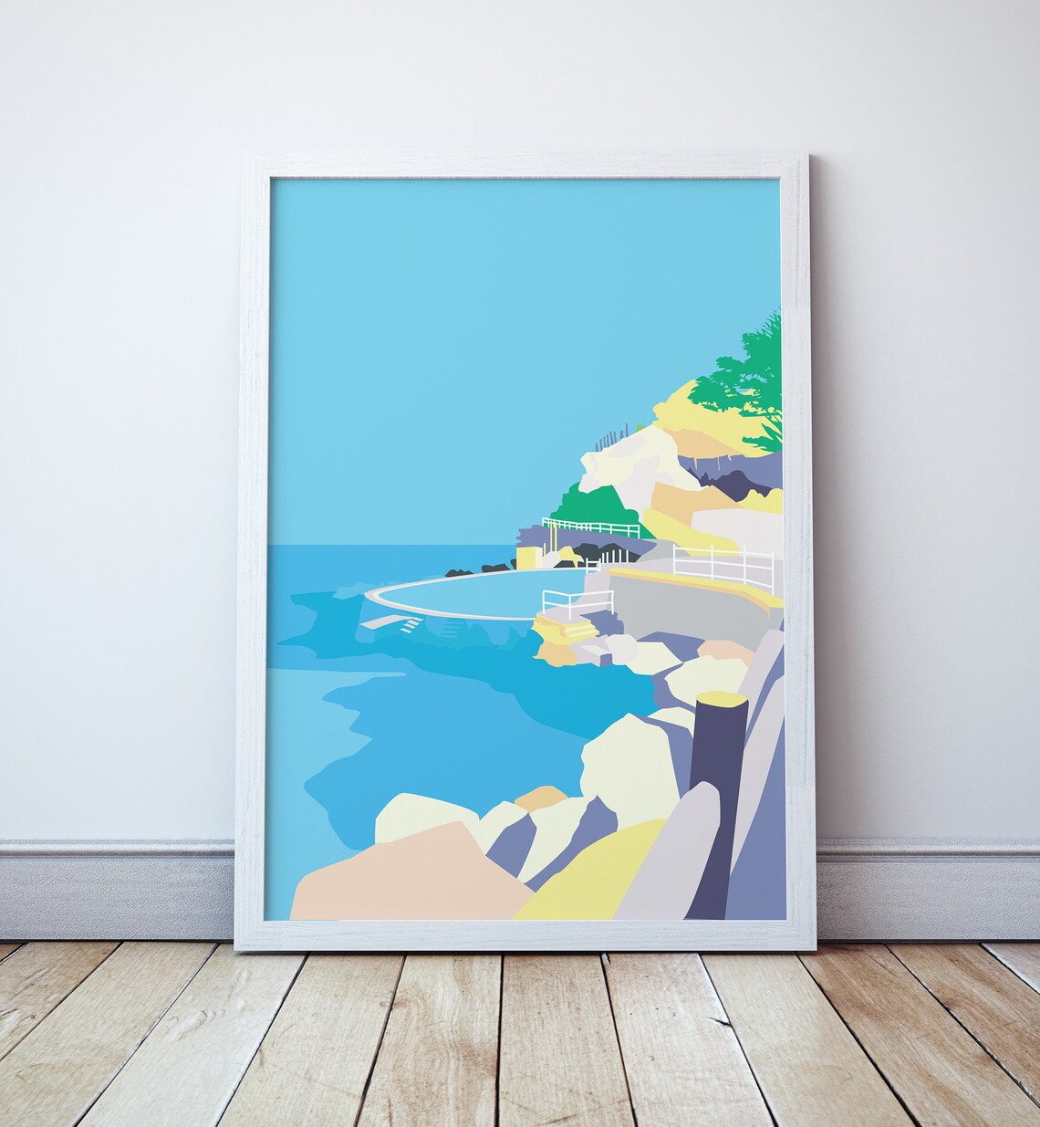 Beach Travel Poster, Vintage Style Bronte Australia