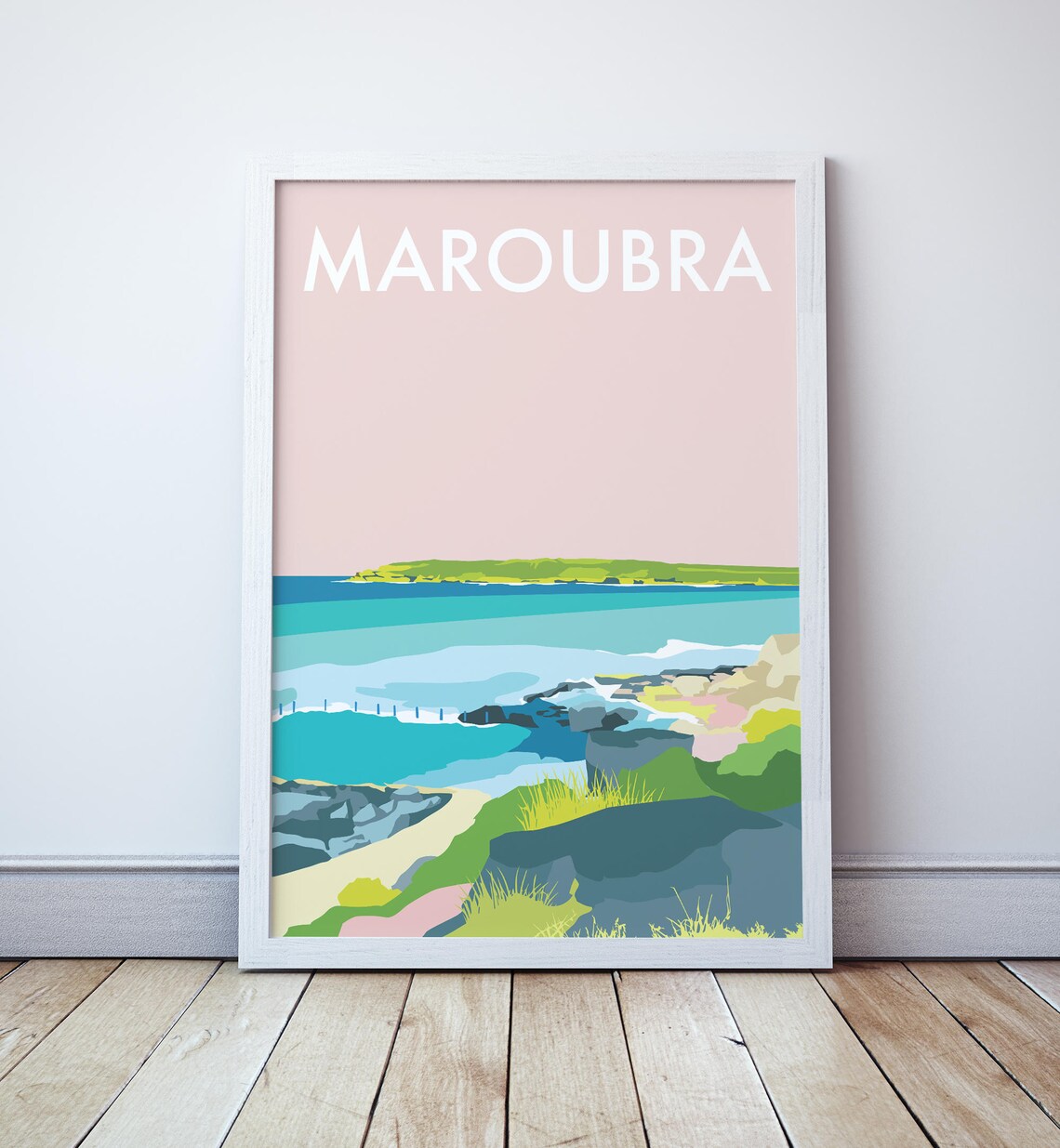 Maroubra Beach Ocean Travel Poster, Sydney Australia