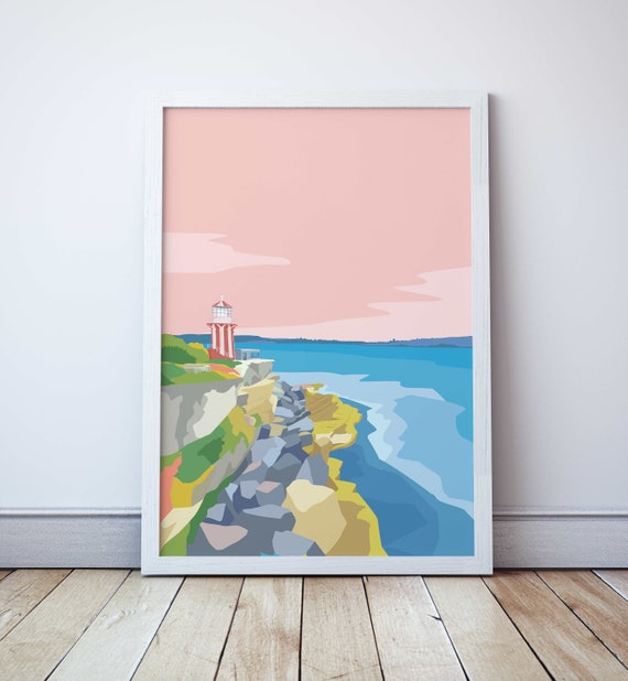Lighthouse Sydney Watsons Bay Vintage Travel Poster