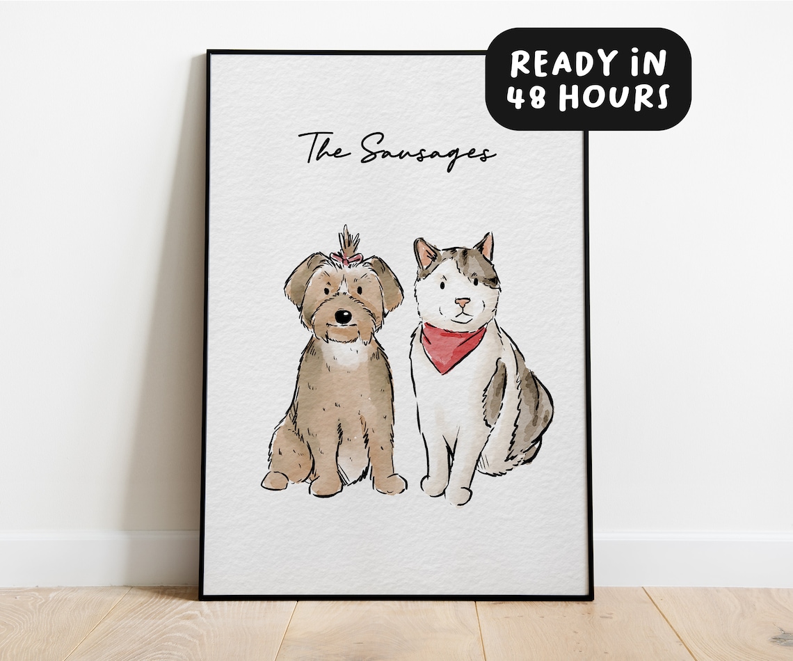Minimal Dog Watercolor Pet Memorial Wall Art Print