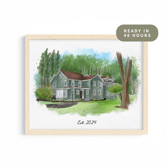 Custom Watercolor House Portrait, Personalized Art Print