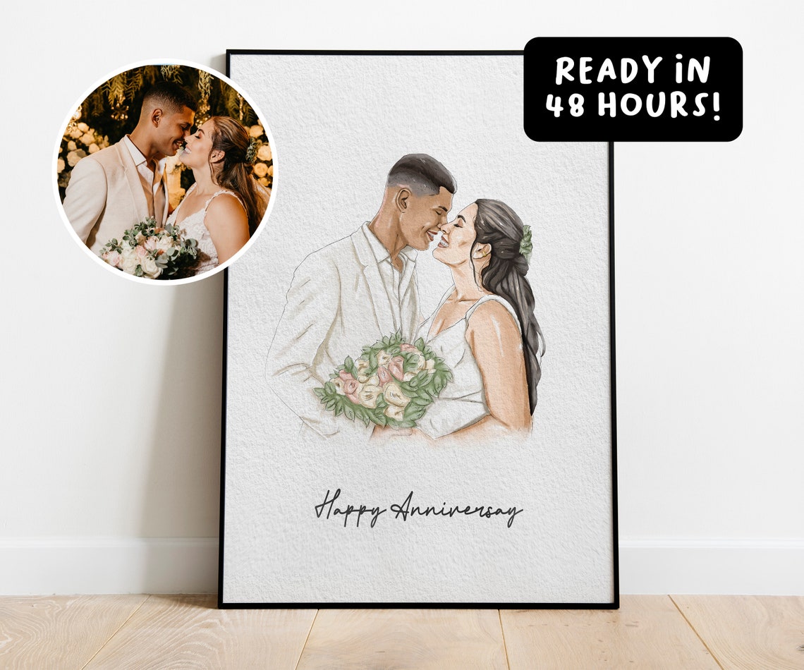 Personalised Watercolour Portrait Anniversary Gift - Image 2