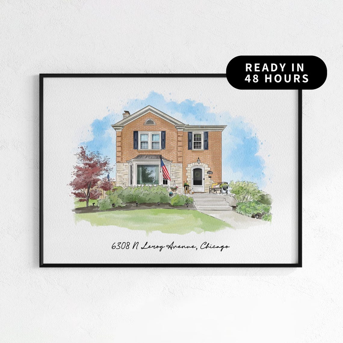 Personalized Watercolor House Art, Art Print