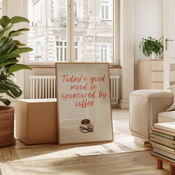 Coffee Lover Quote Print Retro Cafe Wall Art