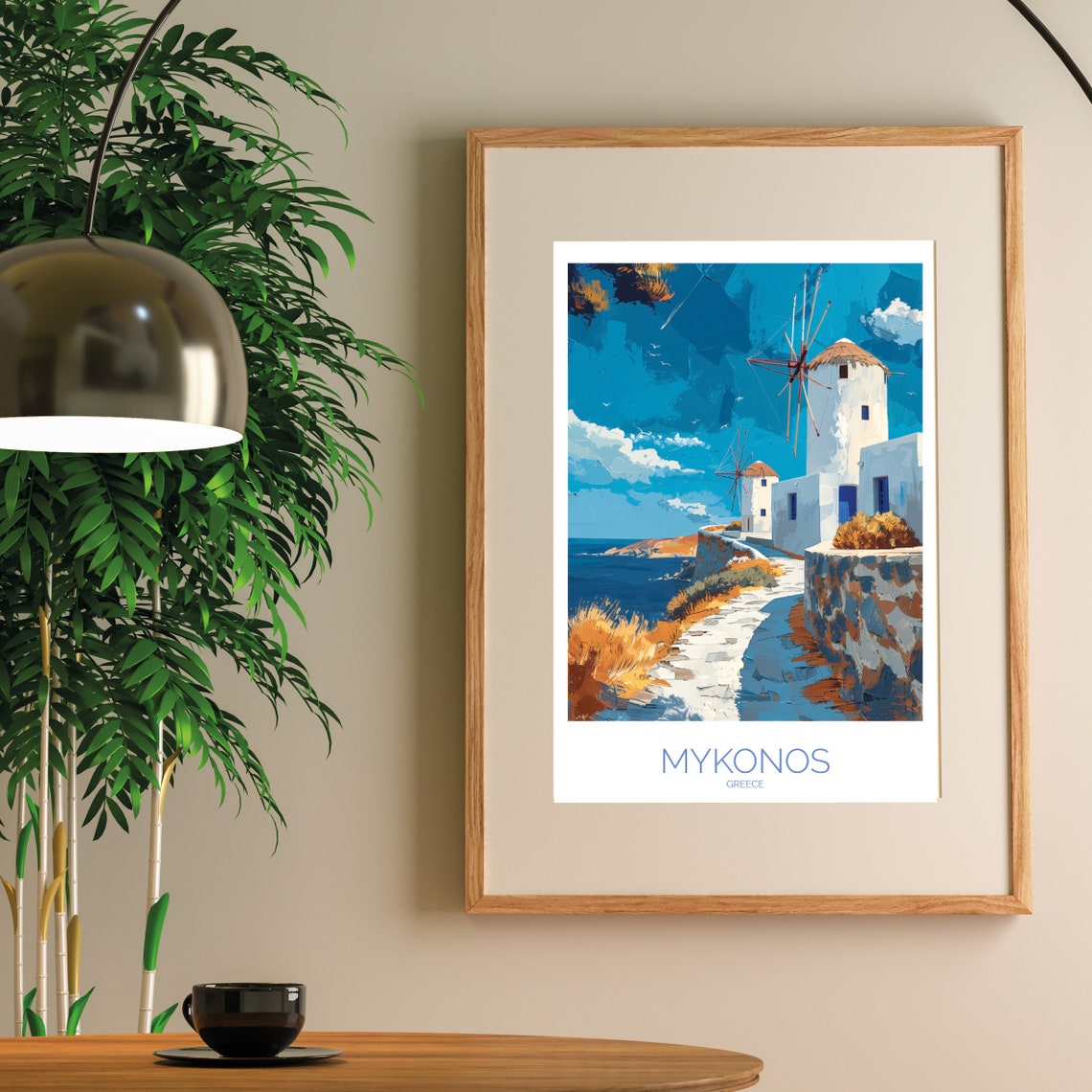 Mykonos Greece Windmills Aegean Sea Coastal Blue Skies Poster - Image 3