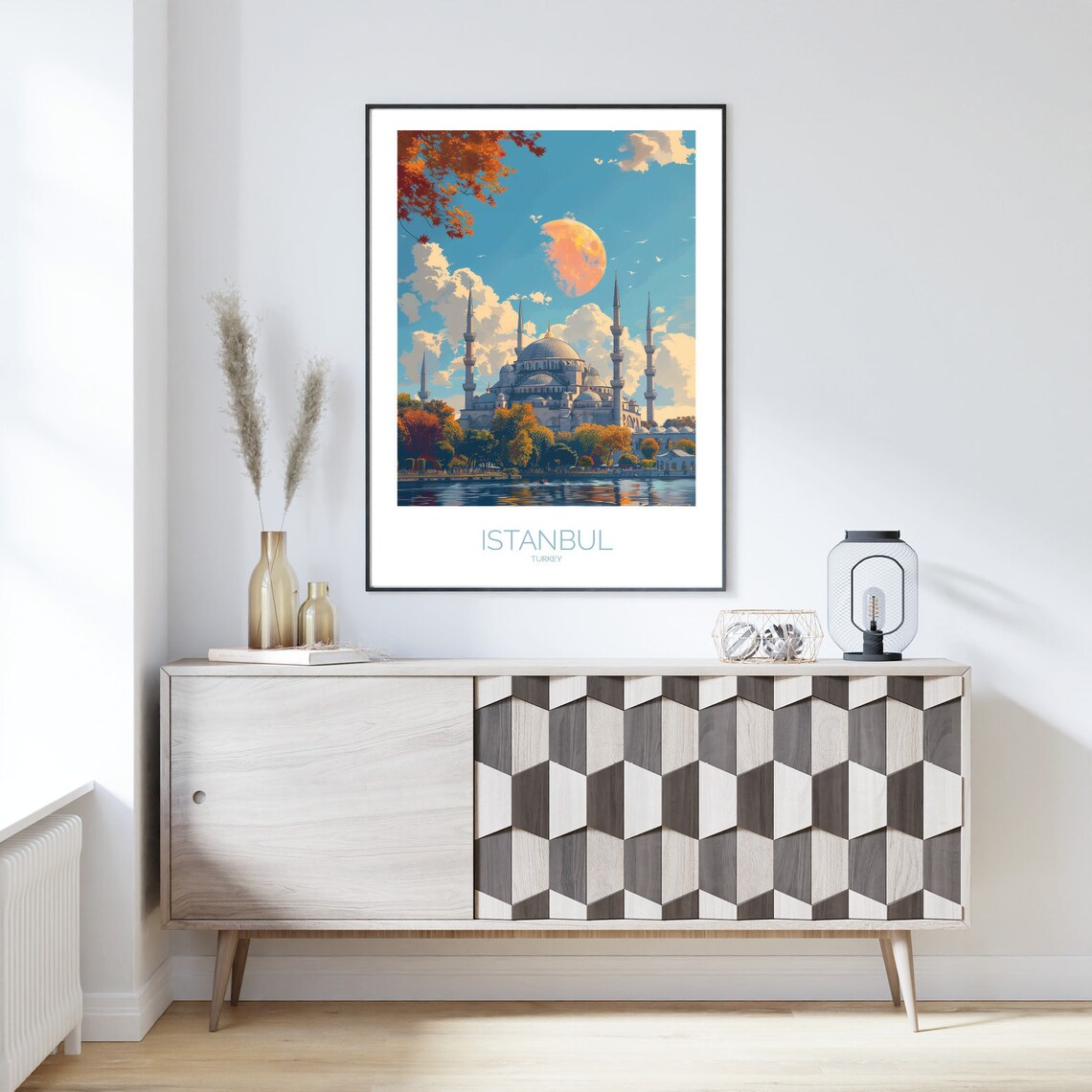 Istanbul Blue Mosque Autumn Sunset Illustration Turkey Travel Poster - Image 3