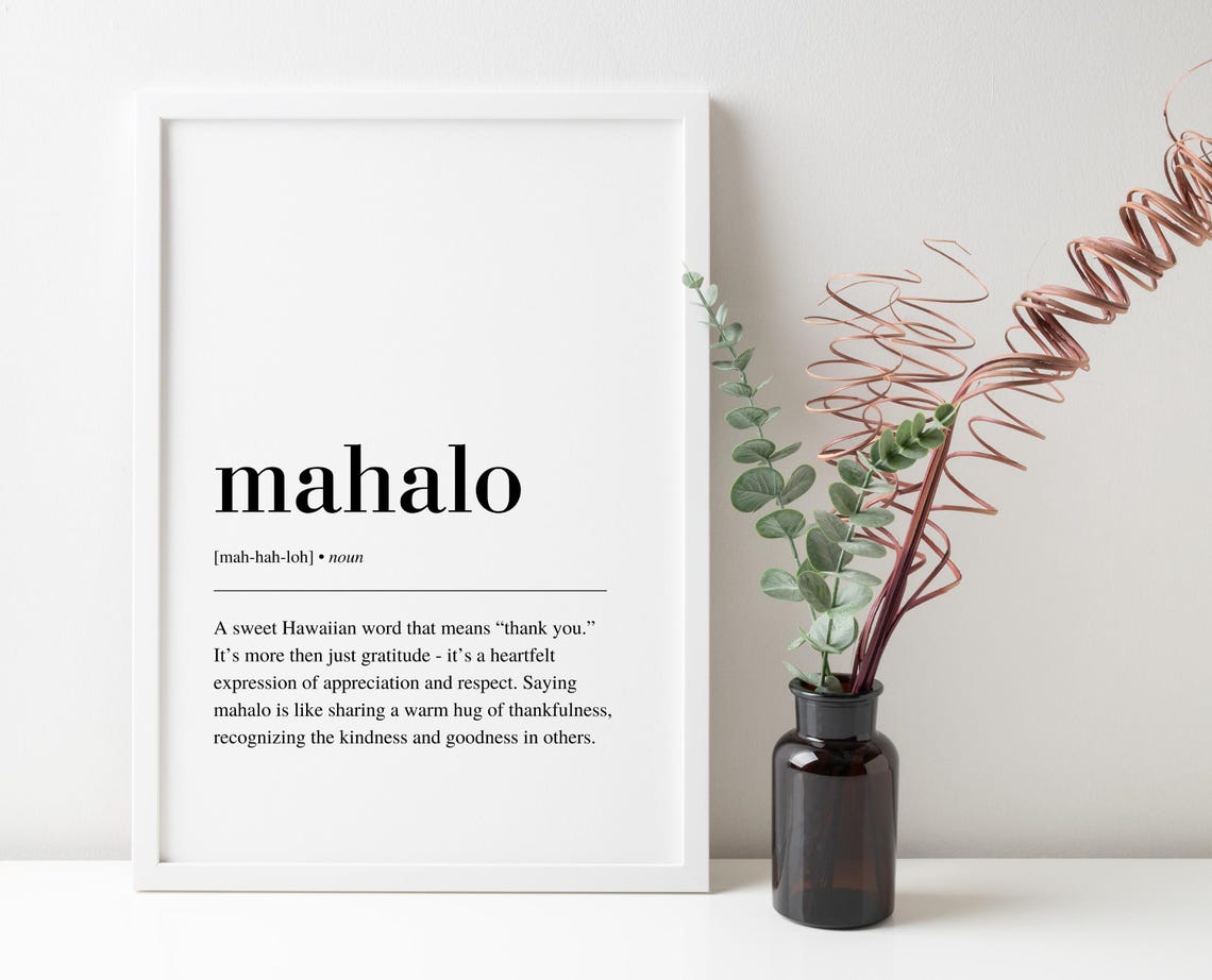 Mahalo Definition Hawaiian Thank You Dictionary Typography Poster - Image 6