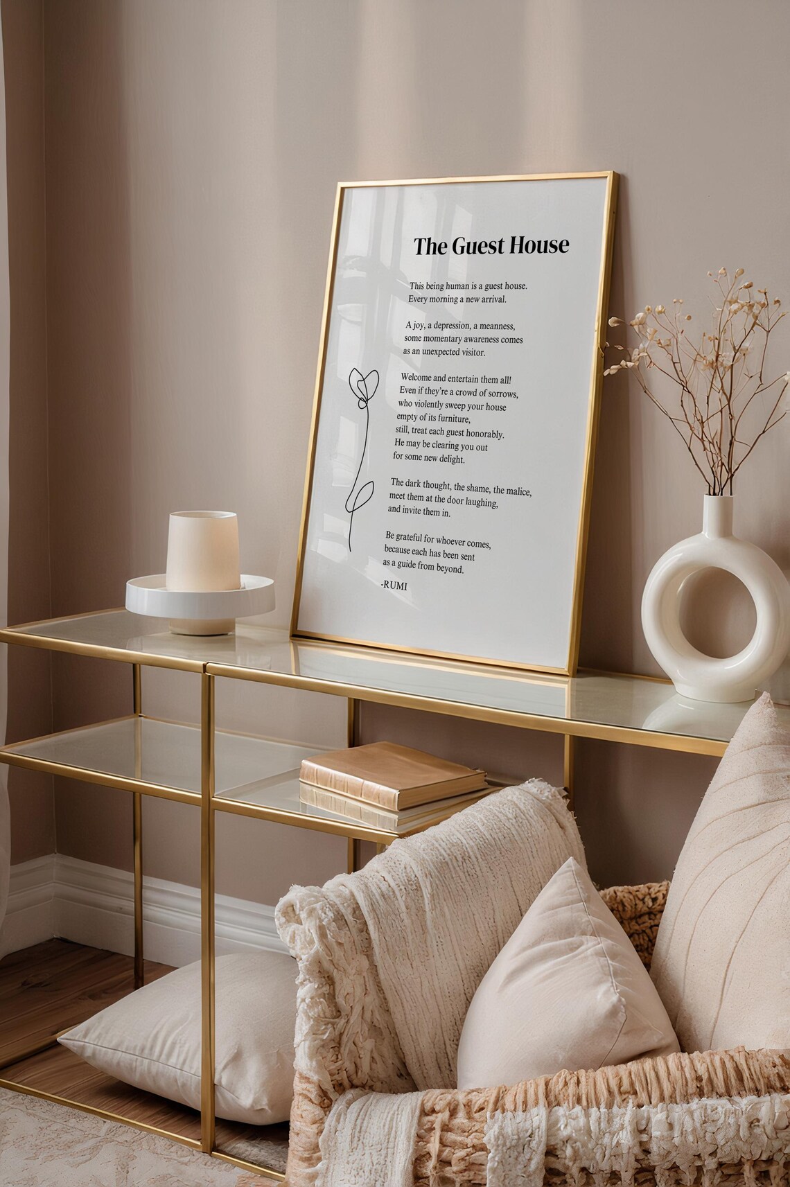 The Guest House Rumi Poem Minimalist Floral Poetry Art Poster - Image 3