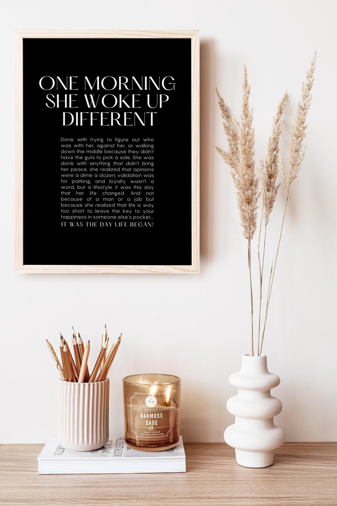 One Morning She Woke Up Different Feminist Print Female Empowerment Woman Line Art Feminist Wall Art Strong Women Quote Divorce Gift - Image 6