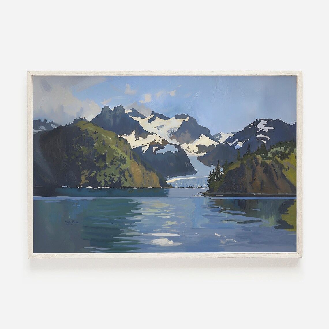 Kenai Fjords National Park Alaska Glacier Lake Painting Poster