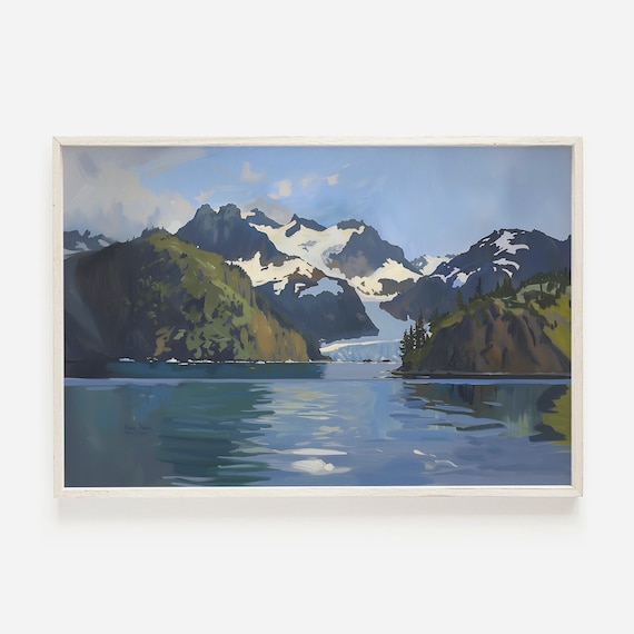 Kenai Fjords National Park Alaska Glacier Lake Painting Poster