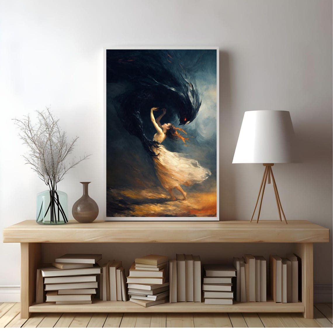 Dark Fantasy Woman Dancing With Shadow Demon Ethereal Art Poster - Image 2