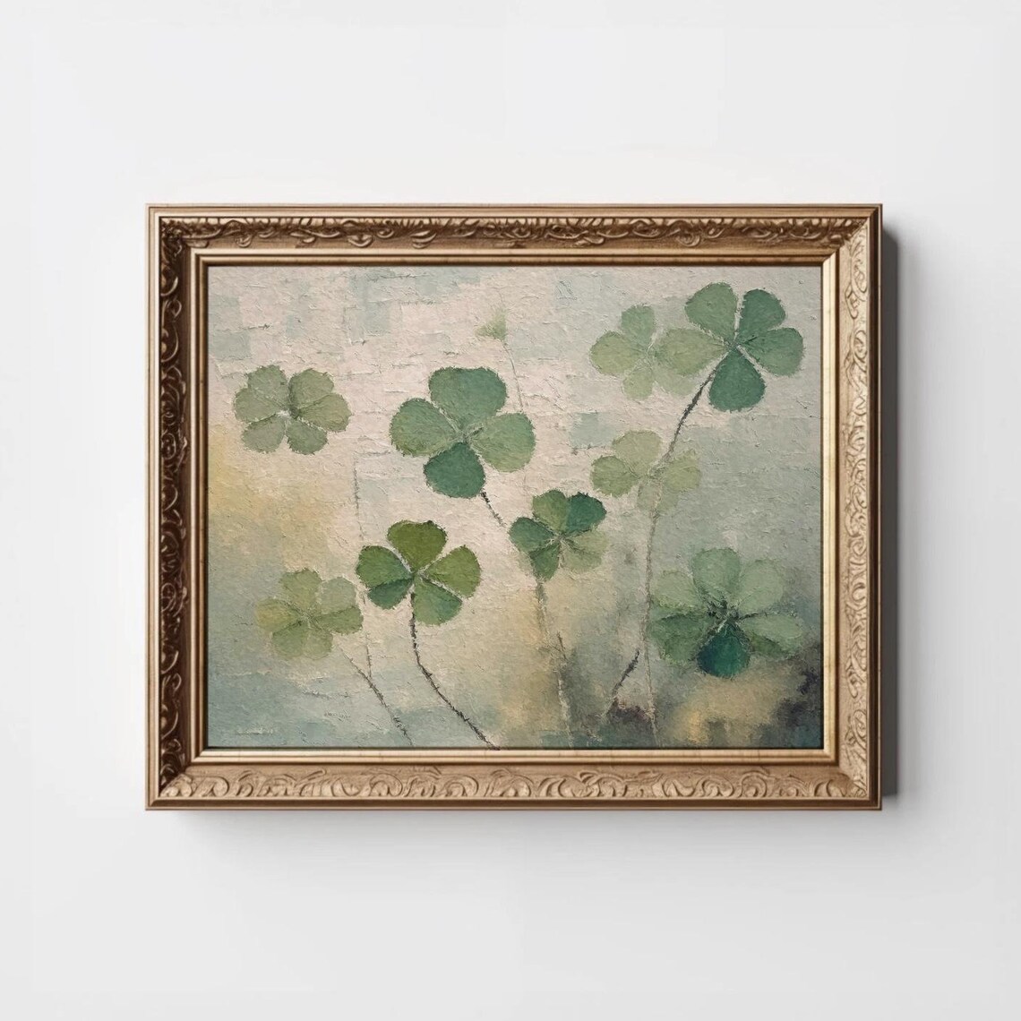 Clover Abstract Art Print, Sage Green Shamrock