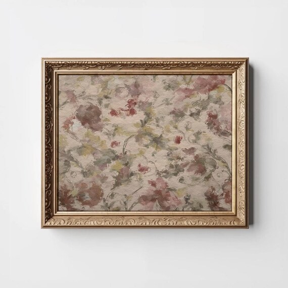 Moody Floral Abstract Watercolor Dusty Rose Botanical Art Print