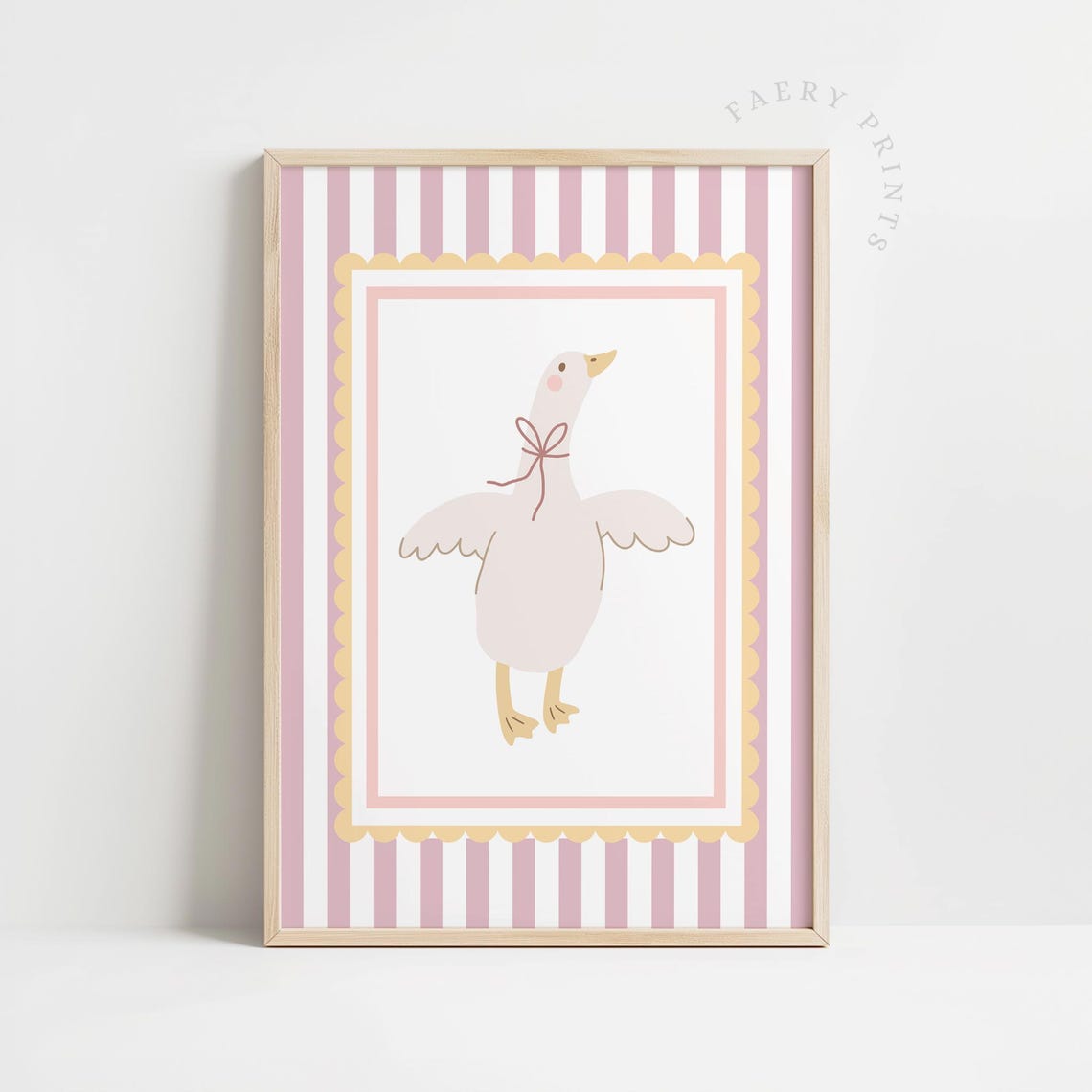 Pink Goose Wings Spread Scalloped Nursery Girls Room Art Poster