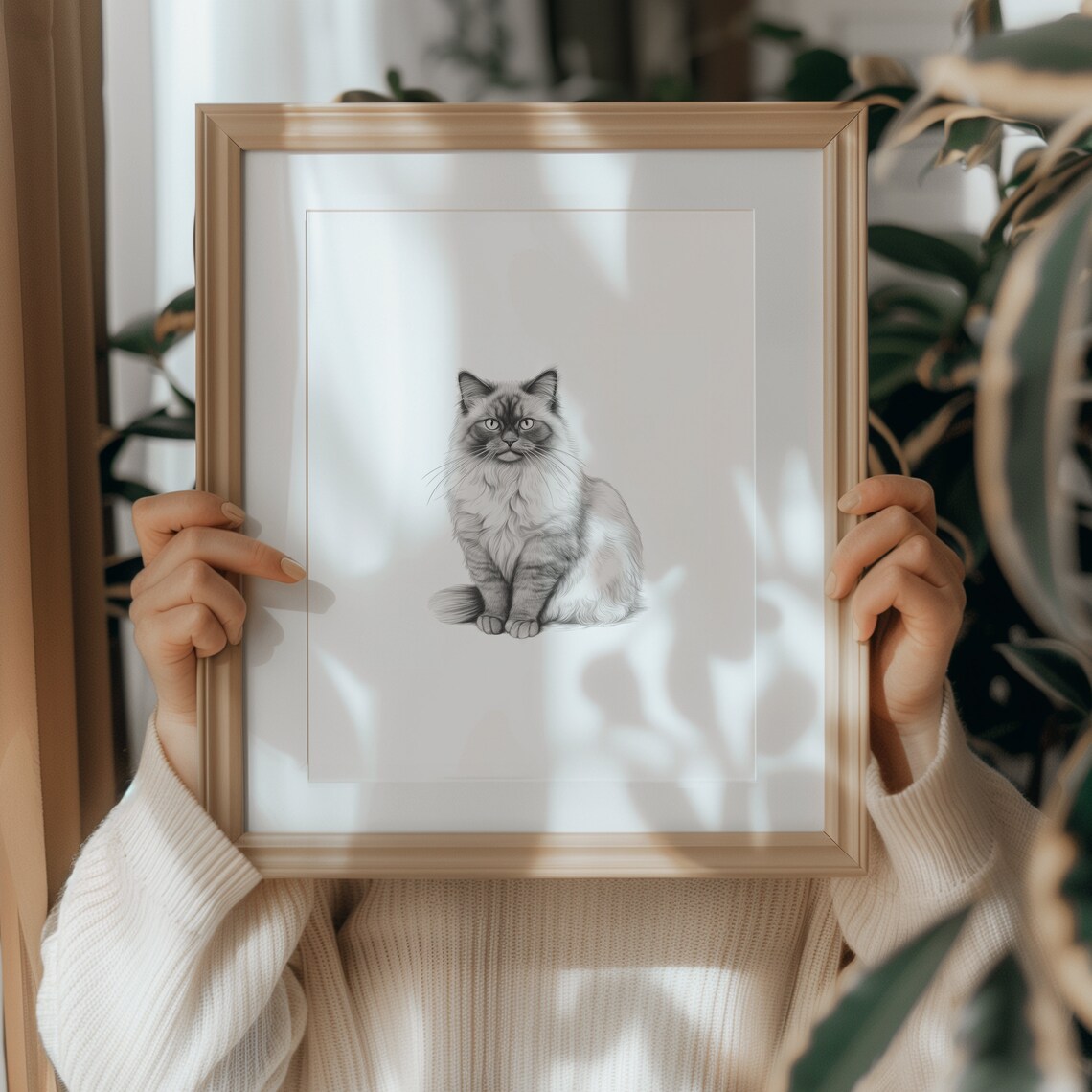 Ragdoll Cat Sketch, Black And White Art Print - Image 5