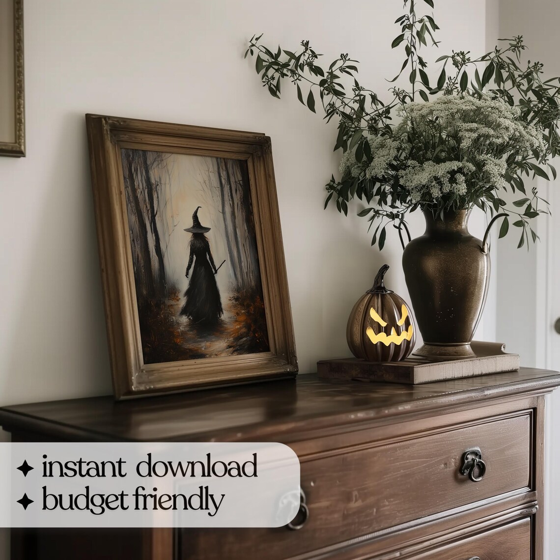 Vintage Witch Wall Art, Halloween Decor Print - Image 5