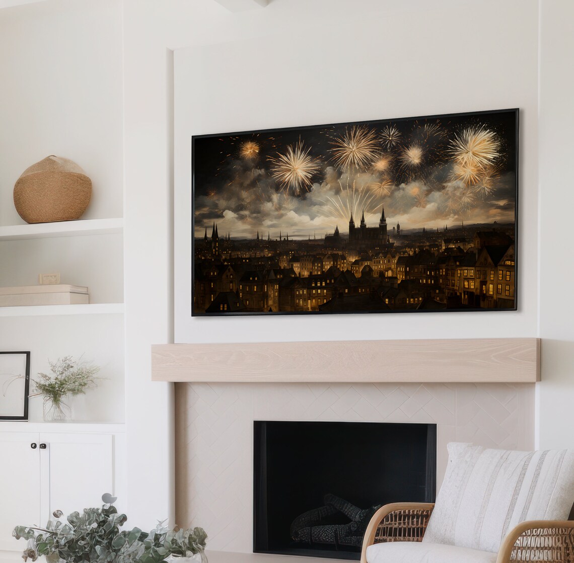 New Years Eve Fireworks European City Skyline Night Celebration Poster - Image 3