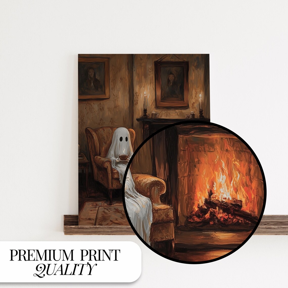 Ghost Drinking Tea Halloween Poster Print - Image 4