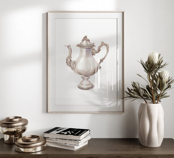 Coffee Pot Kitchen Print Vintage Wall Art Antique Teapot Illustration Farmhouse Artwork Classic Art Print 478