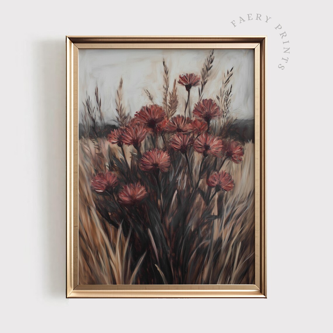 Moody Wildflower Print, Vintage Floral Art