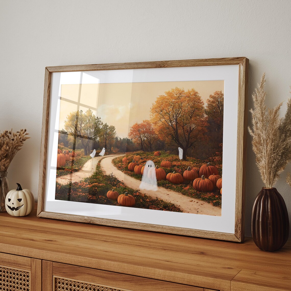 Little Ghosts In Vintage Painting Halloween Art Print - Image 4