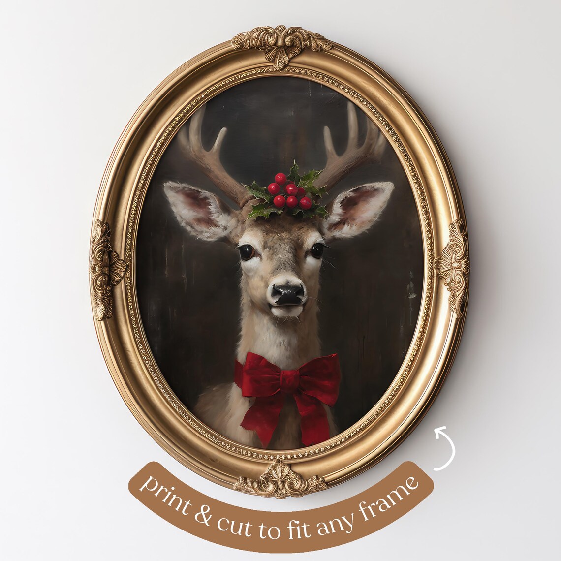 Festive Reindeer Christmas Wall Art, Holiday Print - Image 4
