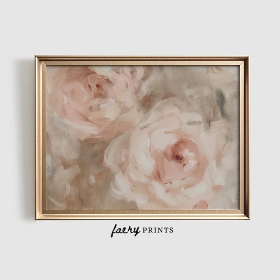 Pink Floral Painting, Vintage Flower Art Print