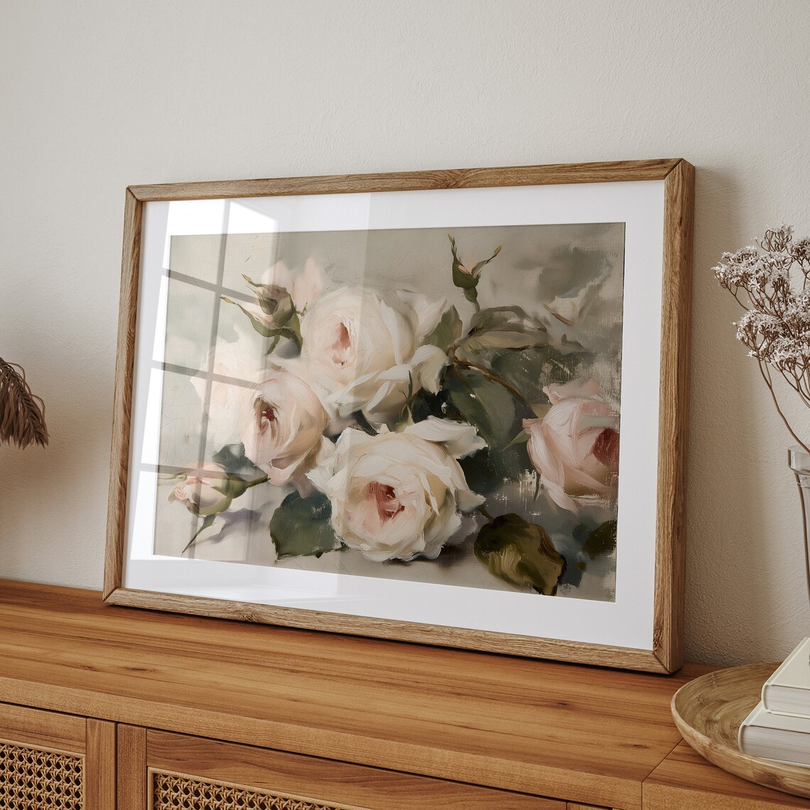 Pink and White Roses Still Life, Vintage Art Print - Image 5