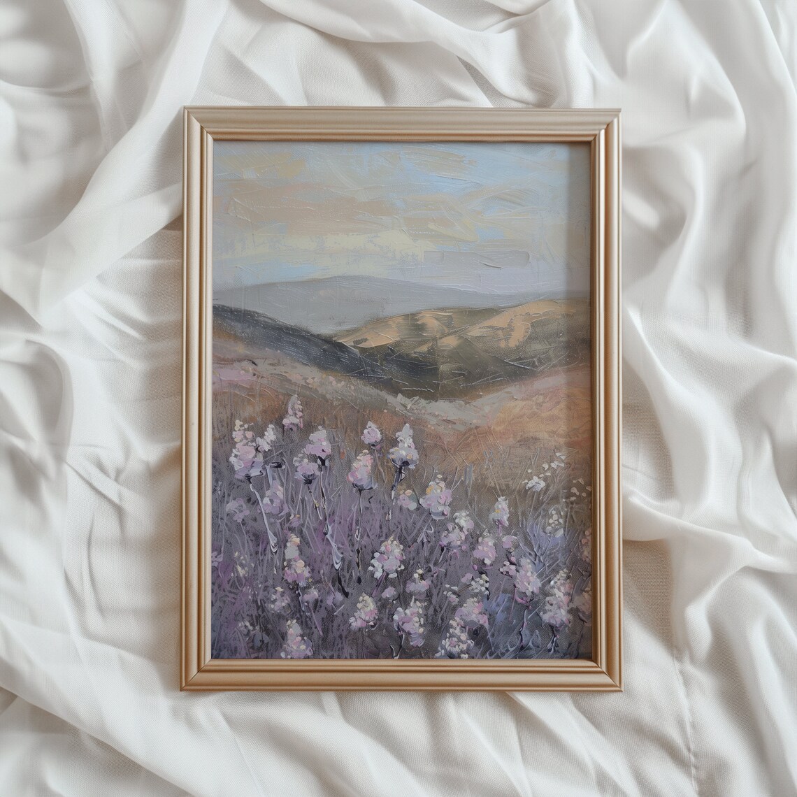 Lavender Fields Vintage Landscape Art Print