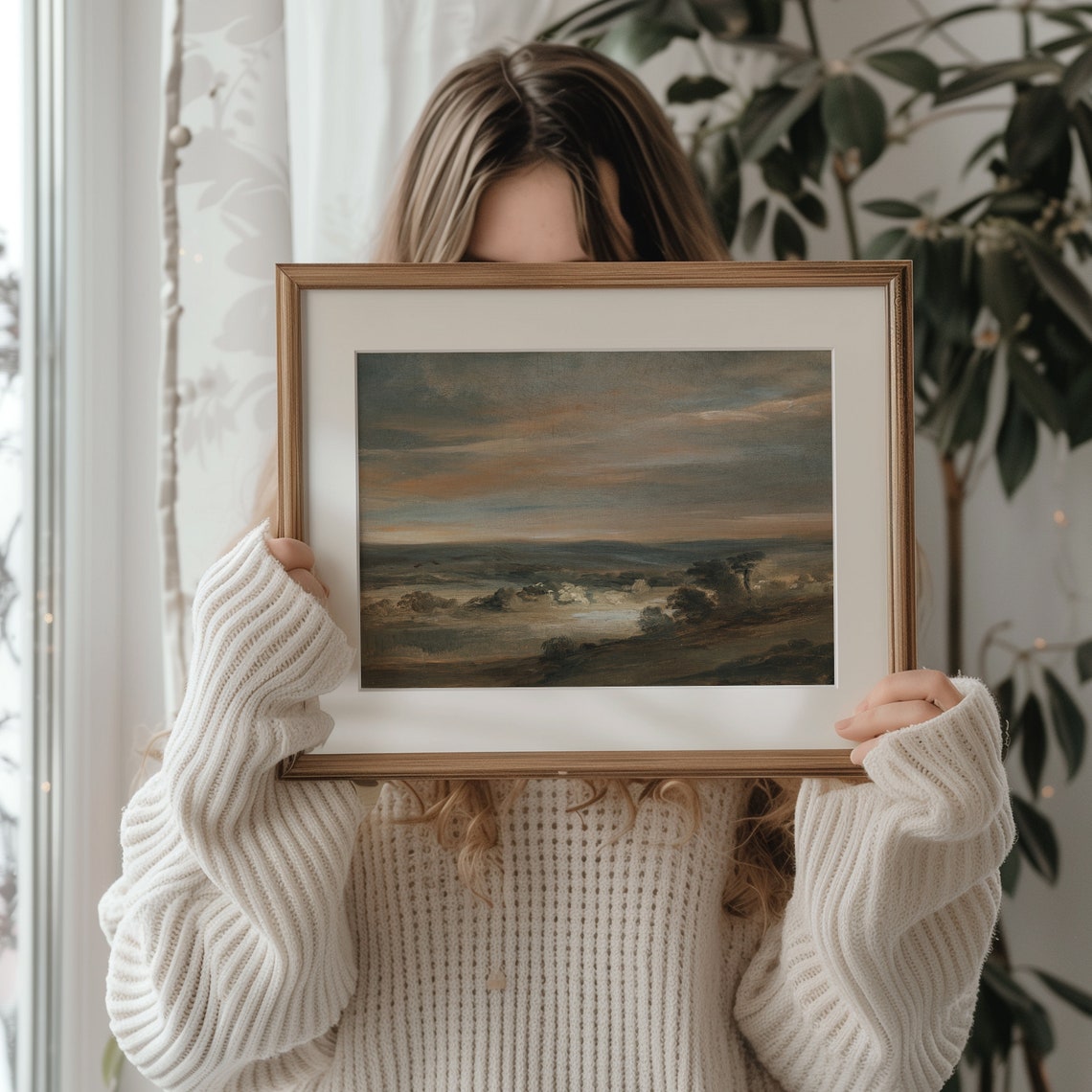 Moody Misty Valley Landscape at Dusk Classical Oil Painting Poster - Image 2