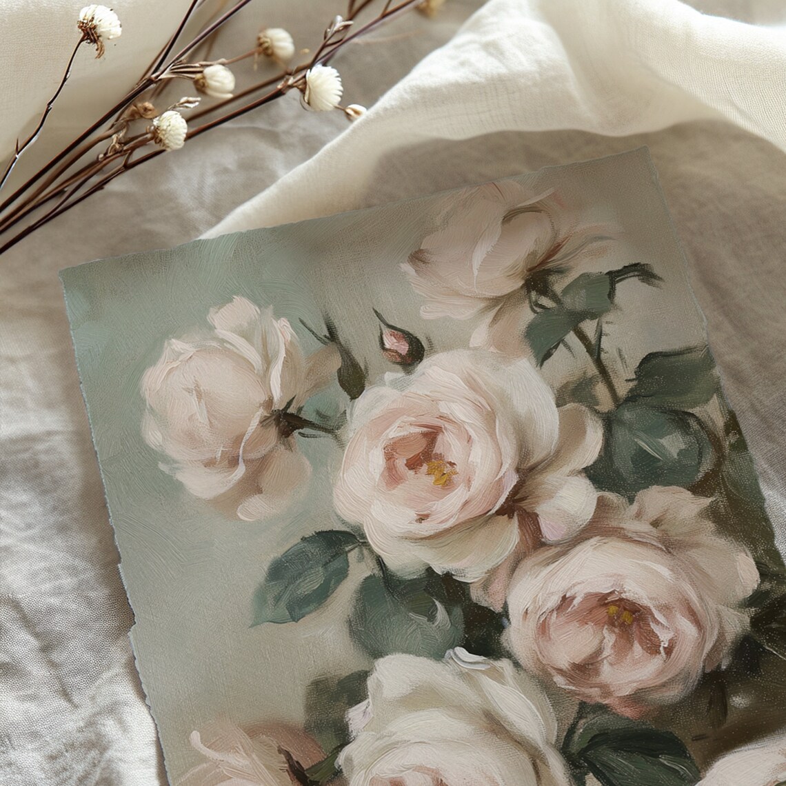 Pink Roses Vintage Romantic Wall Art Print - Image 5
