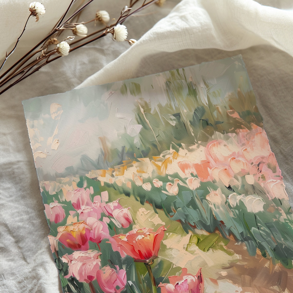 Spring Tulip Field Art Print, Floral Landscape - Image 5