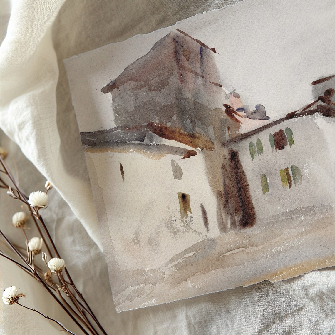 White European Villa Vintage Architecture Art Print - Image 3